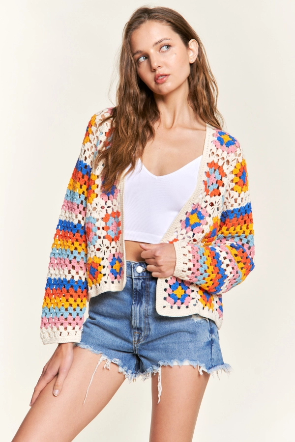 wholesale clothing ija10275  colorful patchwork crochet cardigan 143Story