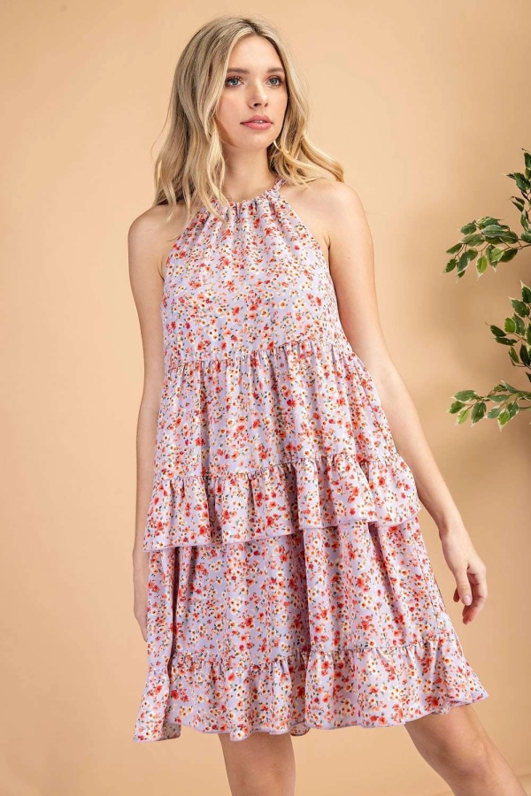 wholesale clothing ditsy floral halter tiered dress 143Story