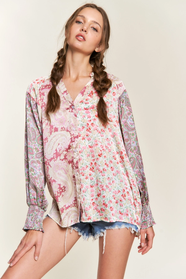 wholesale clothing itm9668 floral and ethnic print blouse 143Story