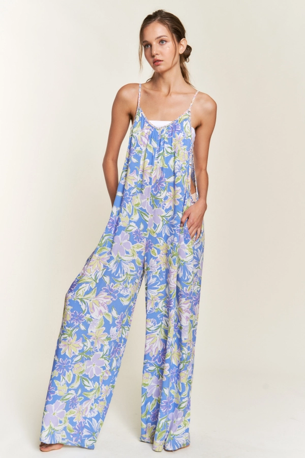 wholesale clothing ira10005 floral print relaxed fit jumpsuit 143Story