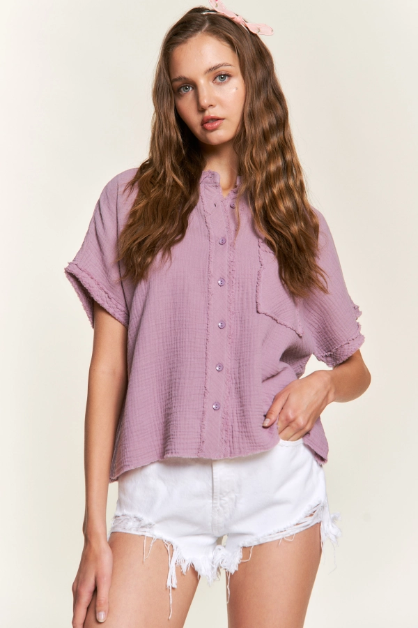 wholesale clothing ita10125 acid garment dye button down shirt 143Story