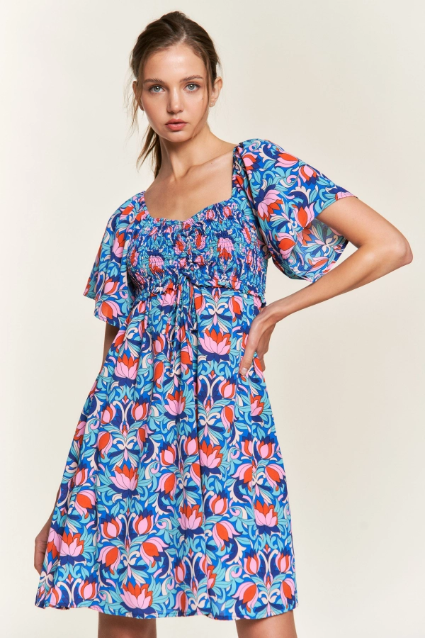 wholesale clothing idm9596 ethnic floral smocked  mini dress 143Story