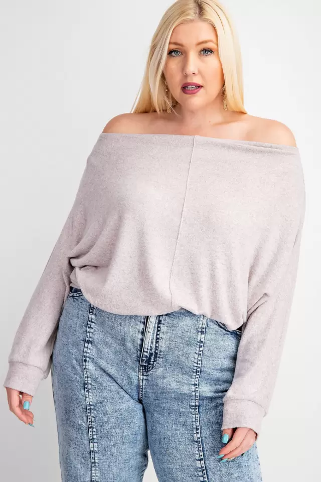 wholesale clothing plus size  slouchy  soft knittop 143Story