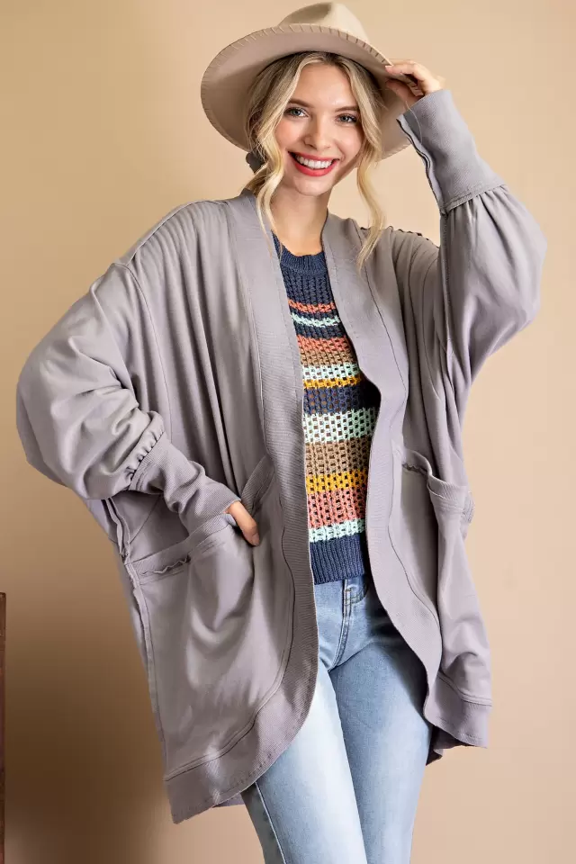 wholesale clothing fleeced cocoon knit cardigan 143Story
