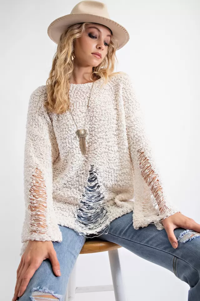 wholesale clothing distressed popcorn sweater 143Story