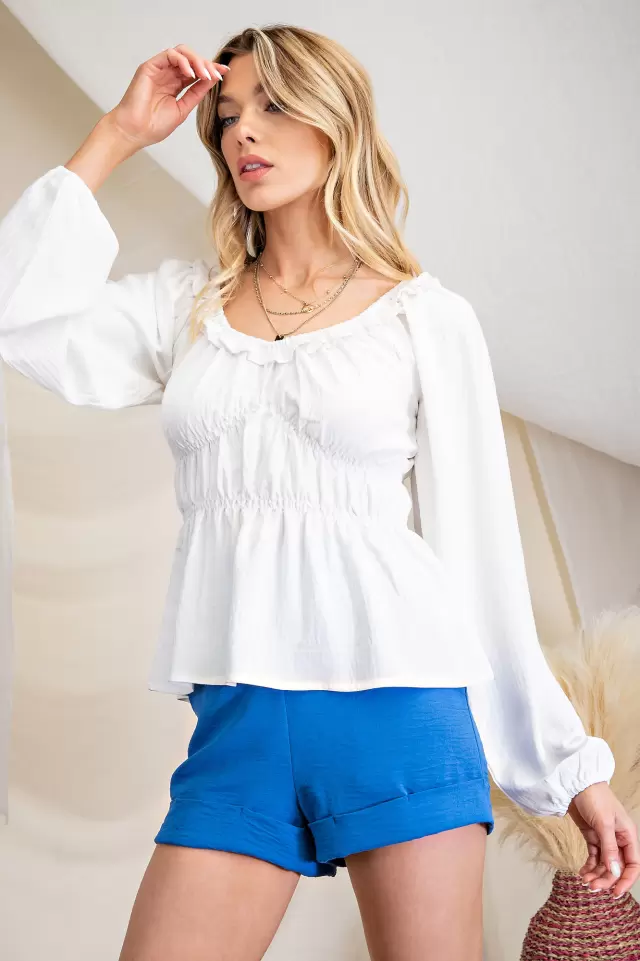 wholesale clothing pretty ruffled woven top 143Story