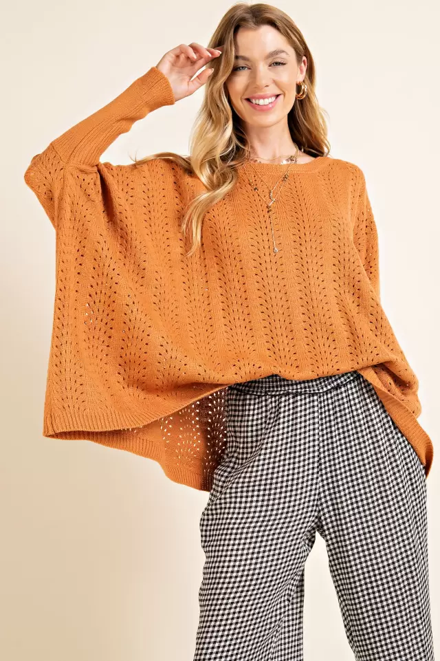 wholesale clothing plus size open pattern bridget sweater top 143Story