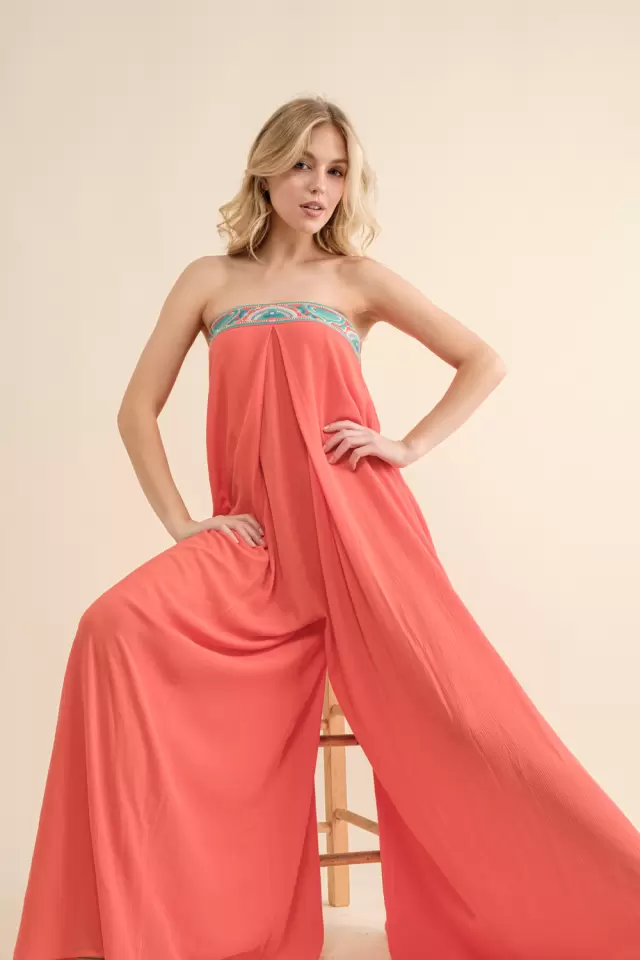 wholesale clothing ira10054 wide leg tube top jumpsuit 143Story