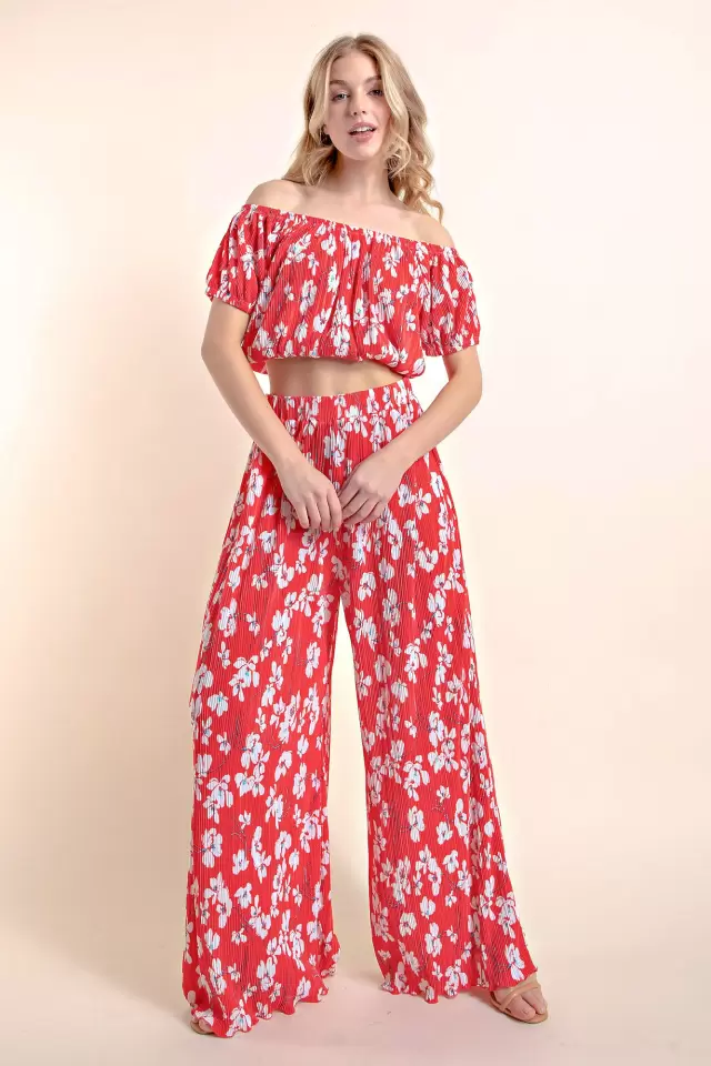 wholesale clothing ipa10227a vintage flower print elastic waist band pleats pants 143Story