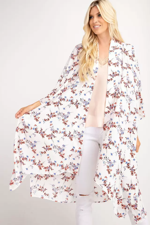 wholesale clothing floral print wool peach kimono cardigan 143Story