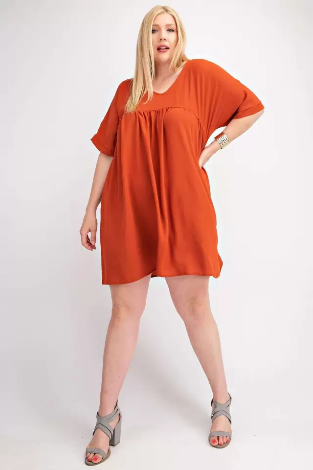wholesale clothing cdy3923a. plus size dolman woven tunic dress 143Story