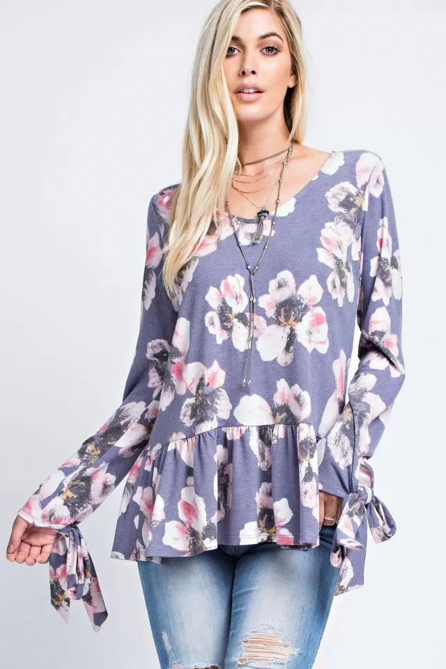 wholesale clothing floral long sleeved top 143Story