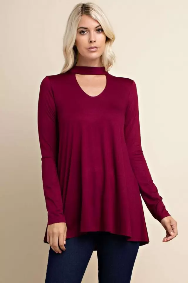 wholesale clothing cutout solid long sleeved top 143Story