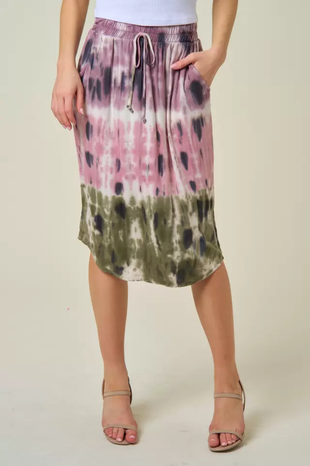 wholesale clothing ombre tie dye knee length knit skirt 143Story