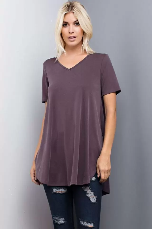 wholesale clothing v-neck solid top 143Story