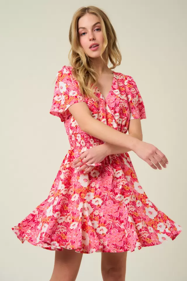 wholesale clothing idm9765 floral print mini lined dress 143Story